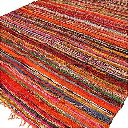 Indyjski Duzy Dywan Zero Waste (152 x 90cm) | Odcienie Pomaranczowego  2